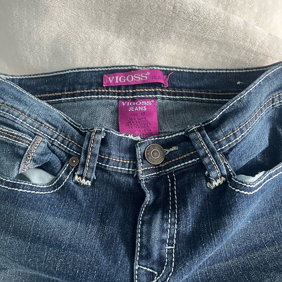 Vigoss Women's Dark Blue Boot Cut Jeans with Embroidery - Picture 2 of 5